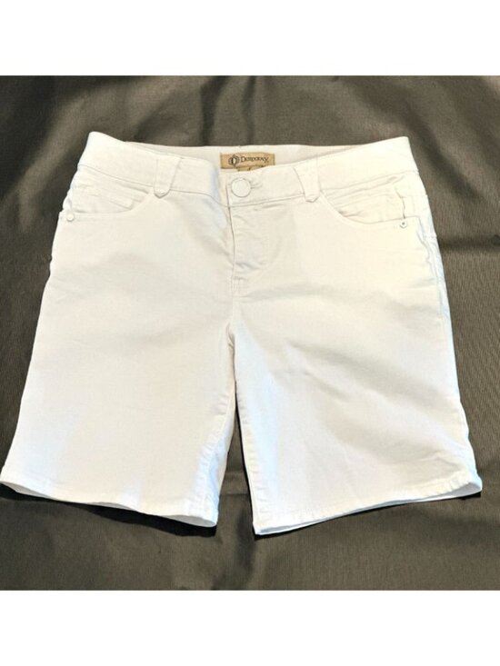 Democracy Pants - Democracy Shorts Women's 8 Bermuda Ab Solution White Stretch Denim